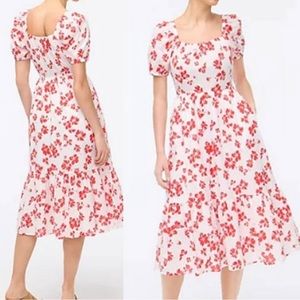 J.Crew Floral Puff Sleeve Dress, size 6, red floral